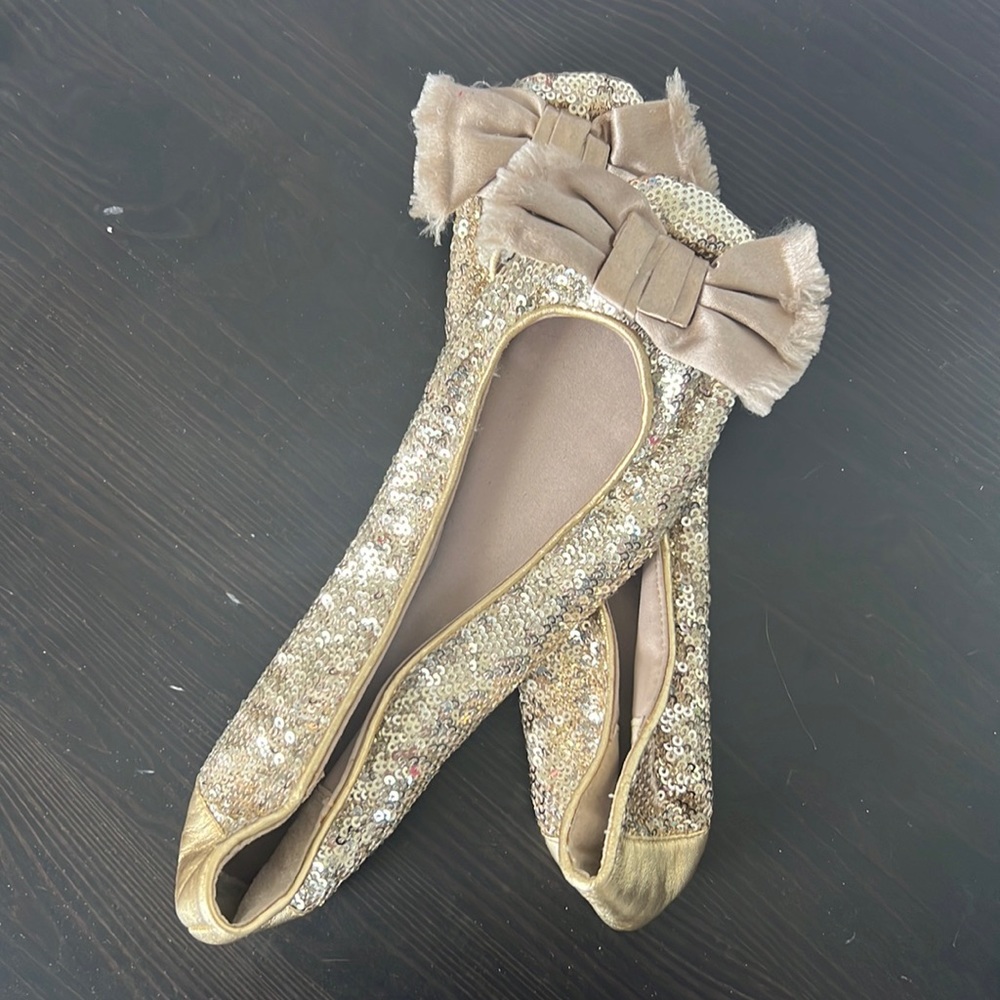 NEVER WORN Gold Sequin Kate Spade Ballet Flats